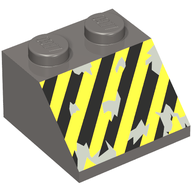 Деталь LEGO Slope 45° 2 x 2 with Black and Yellow Stripes Print, Темный сине-серый