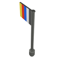 Деталь LEGO Flag on Flagpole, Straight with Stripes Print, Темный сине-серый