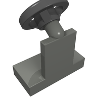Деталь LEGO Vehicle Steering Stand 1 x 2 with Black Steering Wheel, Темный сине-серый