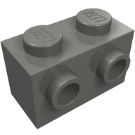 Деталь LEGO Кирпичик специальный 1 x 2, со штырьками на 2 сторонах, Темный сине-серый