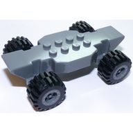 Деталь LEGO Vehicle, Base Fast Food Racer 4 x 10 Lifted with Dark Bluish Gray Wheels and Black Tires, Темный сине-серый