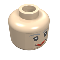 Деталь LEGO Minifig Head Female with Brown Thin Eyebrows, White Pupils, Short Eyelashes, Wide Black Smile and Pink Lips Print [Blocked Open Stud], Светлый телесный