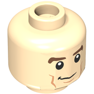 Деталь LEGO Minifig Head Dual Sided Brown eyebrows, Cheek Lines, Smile, Teeth, Светлый телесный