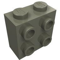 Деталь LEGO Кирпичик специальный 1 x 2 x 1 2/3, с четырьмя штырьками на одной стороне, Темно-серый