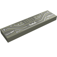 Деталь LEGO Tile 1 x 4 with Black and Copper Circuits Print, Темно-серый