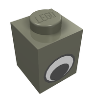 Деталь LEGO Brick 1 x 1 with Simple Eye Black and White Print, Темно-серый