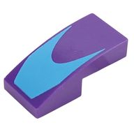 Деталь LEGO Slope Curved 2 x 1 No Studs with Medium Azure Shape print, Темно-фиолетовый