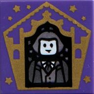 Деталь LEGO Tile 2 x 2 with Wizard Card Garrick Ollivander print, Темно-фиолетовый