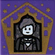 Деталь LEGO Tile 2 x 2 with Wizard Card Newt Scamander print, Темно-фиолетовый
