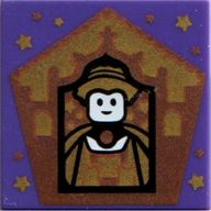Деталь LEGO Tile 2 x 2 with Wizard Card Helga Hufflepuff print, Темно-фиолетовый