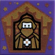 Деталь LEGO Tile 2 x 2 with Wizard Card Godric Gryffindor print, Темно-фиолетовый