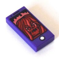 Деталь LEGO Tile 1 x 2 with Groove with Cell Phone and Dark Red Ghost Pattern, Темно-фиолетовый