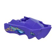 Деталь LEGO Creature Body Part, Dragon Head Lower Jaw with Pointy Chin with Dark Azure/Light Aqua Eye, Gold Scales print, Темно-фиолетовый