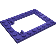 Деталь LEGO Пластина специальная 6 x 8, рама люка горизонтальная, длинные держатели штифтов, Темно-фиолетовый