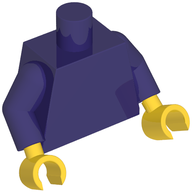 Деталь LEGO Torso, Dark Purple Arms, Yellow Hands [Plain], Темно-фиолетовый