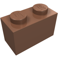 Деталь LEGO Кирпичик 1 x 2, без нижней трубки, Темный телесный