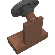 Деталь LEGO Vehicle Steering Stand 1 x 2 with Black Steering Wheel, Темный телесный