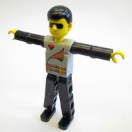 Деталь LEGO Technic Figure Black Legs, Light Gray Top with 2 Brown Belts, Black Arms, Цвет не указан/любой
