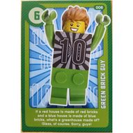 Деталь LEGO Trading Card, Create the World Living Amazingly - Green Brick Guy, Цвет не указан/любой