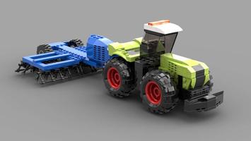 Набор LEGO Claas Xerion 500 with Kockerling seeder / Green Tractor with blue seeder