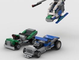Набор LEGO MOC-54789 60223 - A chasing helicopter and two hot rods