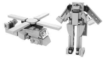 Набор LEGO MOC-57662 Transformers Micro Movie Blackout Mini Helicopter Mecha