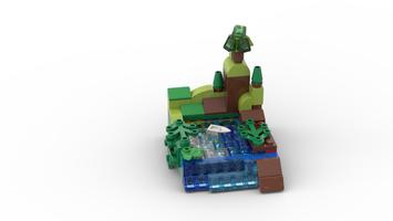 Набор LEGO MOC-75889 11013 Landscape with boat and waterfall