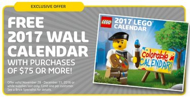 Набор LEGO 2017 Colorable Wall Calendar